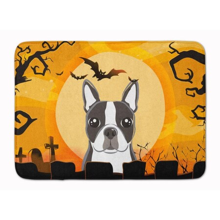 Carolines Treasures Halloween Boston Terrier Machine Washable Memory Foam Mat BB1761RUG